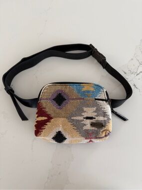 Roxy Multicolor Ikat Belt Bag with Adjustable Strap